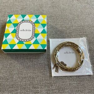 Stella & Dot Y2K Vintage Celine Gold Tone Beaded Tassels Wrap Bracelet Box Inc.